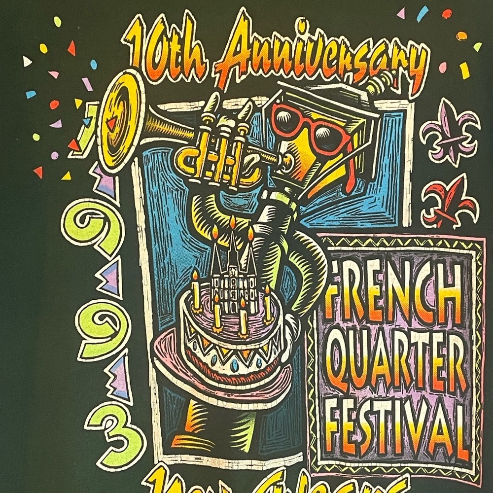 French Quarter Fest 1993 Vintage T-shirt. Size L. Single stitch. Pre-owned. - Picture 2 of 11